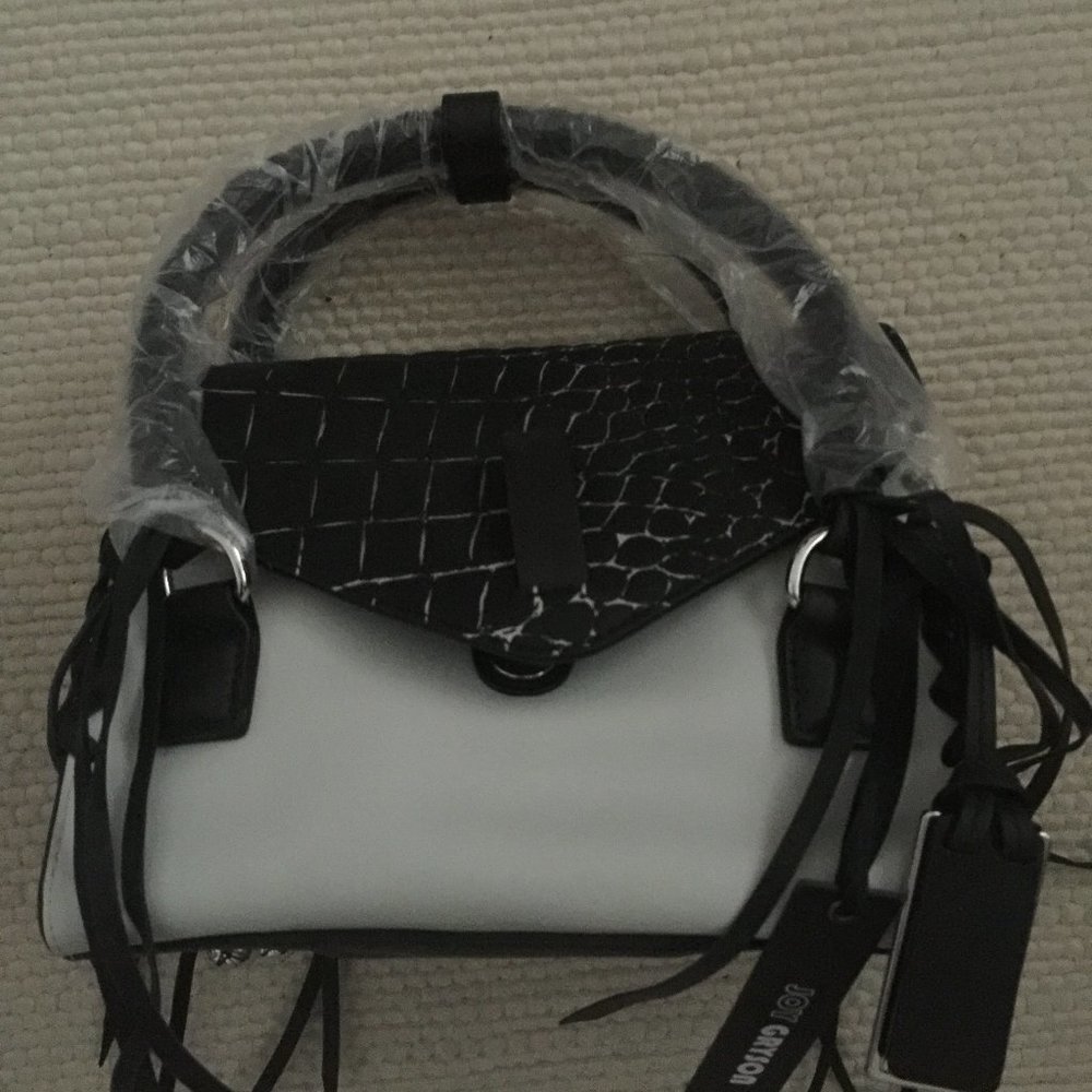 Joy Gryson Printed Croco Women's Black Nyla Satchel Bag - Picture 6 of 8